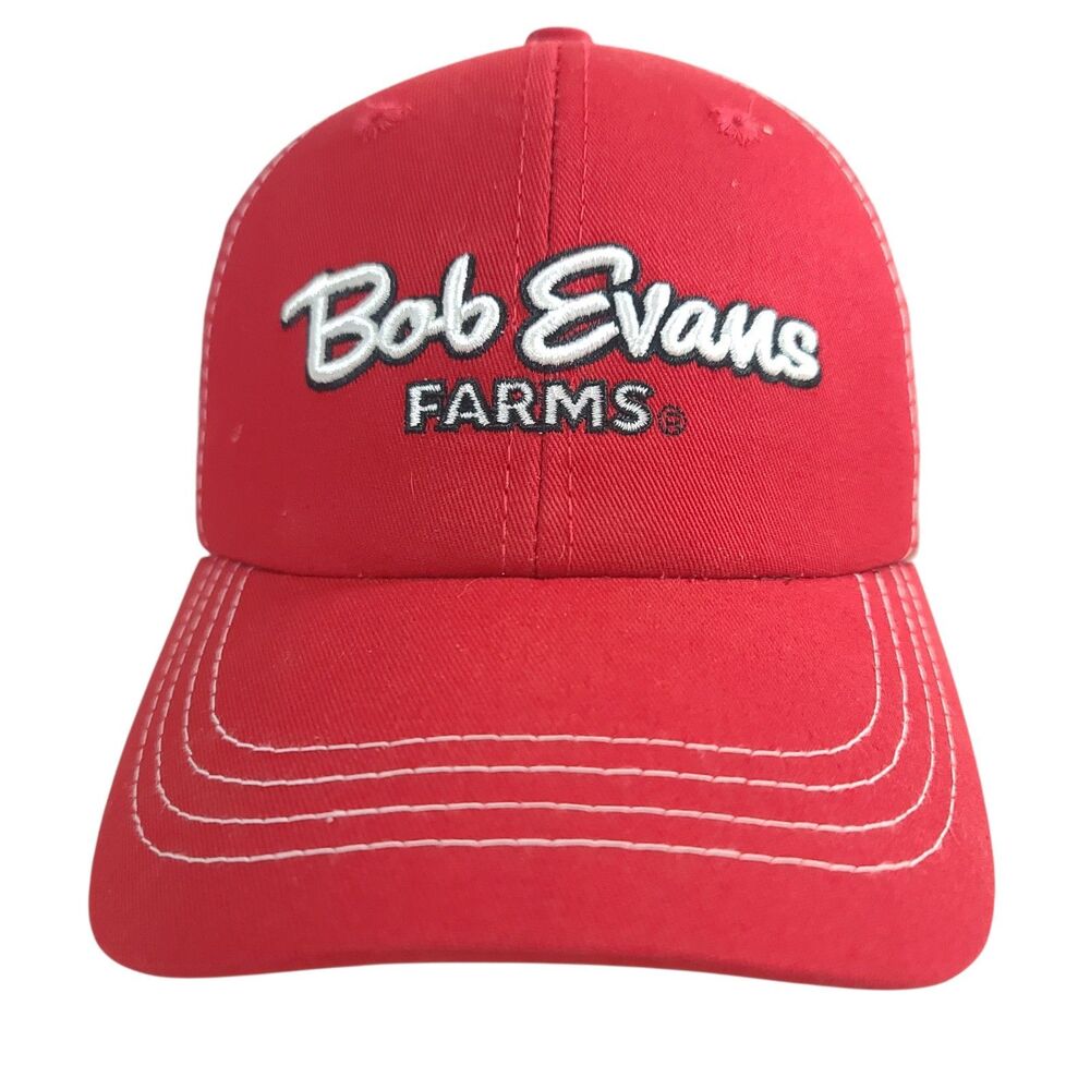 Bob Evans Farms Embroidered Red Hat Snapback Mesh Baseball Trucker Cap EUC